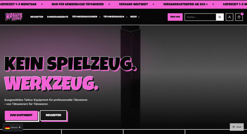 Krautz Ironz: Relaunch & Redesign für B2B-Tattoo-Supply